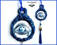 Blue Eye Amulet, Evil Eye Lucky Charm, Protective Talisman Pendant, Occult Jewelry Protection Witch