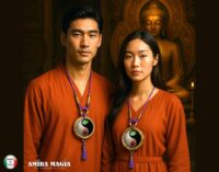 Yin & Yang Buddhist Tibetan Protective Magic Talisman, Ethnic Jewelry Prayer Amulet, Buddha Yoga Symbol