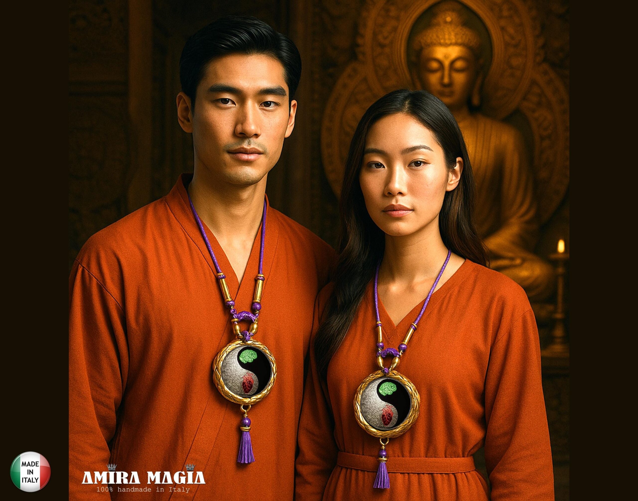 Yin & Yang Buddhist Tibetan Protective Magic Talisman, Ethnic Jewelry Prayer Amulet, Buddha Yoga Symbol