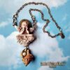 Guardian Angel, Winged Cherubim Protection Pendant, Magic Talisman Protective, Archangel Cherub Amulet Capital Shell