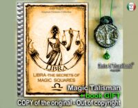 Antique Book, Occult Magic Square, Kabbalah Numerology Astrology Grimoire, Zodiac Horoscope Alchemy Symbols Libra Sign