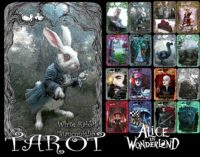 Alice in the Wonderland Tarot, White Rabbit with Cheshire Cat, Queen of Hearts and White Queen, Mad Hatter Dodo Dormouse