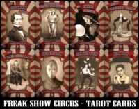 Freak Show, Circus Tarot Cards Deck, Scary Clown Creepy Vittorian Steampunk, Curiosity Curio Cabinet, Weird Oddities