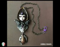 Hecate Goddess, Cursed Doll Magic Talisman, Haunted Witch Witchcraft Pendant, Gothic Cathedral Jewelry Necklace
