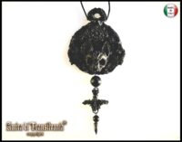 Bat Vampire, Skull Silhouette, Dracula Transylvania Dark Gothic Castle, Necklace Talisman Pendant Occult Jewelry