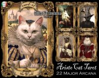 Cat Tarot Deck Major Arcana, 22 Oracle Card Limited Edition, Vintage Drawing Portrait, Aristocat Psychic Fortune Telling