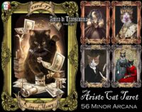 Cat Tarot Cards, Tarot Deck Minor Arcana Oracle Card Animal Spirits Guide, Vintage Cats Photo Drawing Portrait Aristocat