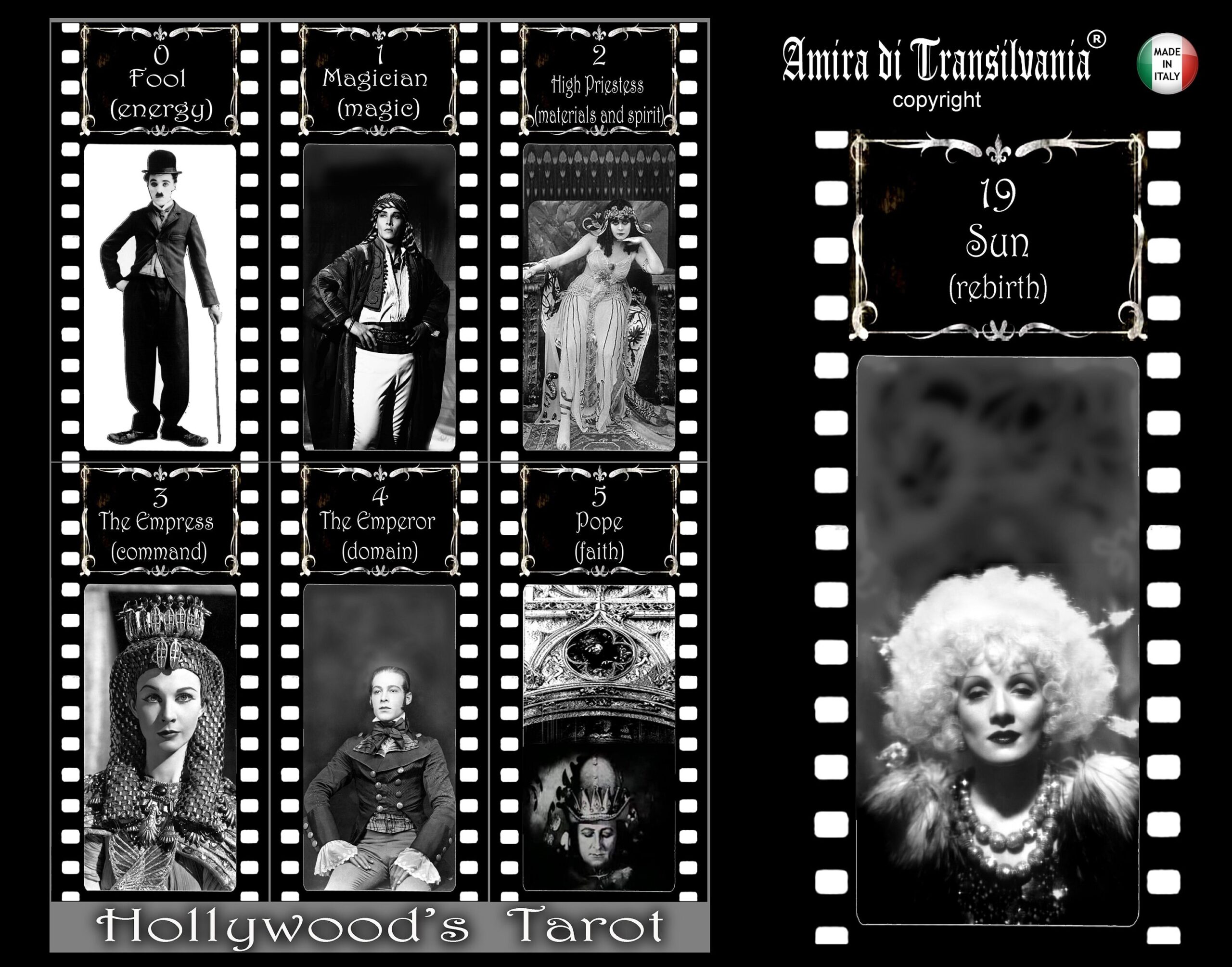 Hollywood Star, Tarot Card Deck, Sibyl Oracle Card Major Arcana, Vintage Photo Black and White Celebrity Actress