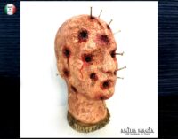 Voodoo Doll, Magic Altar Decor, Ritual Head with Pins, Haunted Creepy Oddities Witchcraft Supplies