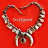 Native American Indian Necklace, Primitive Pendant Shaman, Tusk Jewel Fang, Ethnic Safari Jewelry, Shipibo Charm Xj