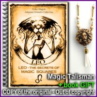 Antique Book, Occult Magic Square, Kabbalah Numerology Astrology Book, Zodiac Horoscope Alchemy Symbols, Lion Sign Seal