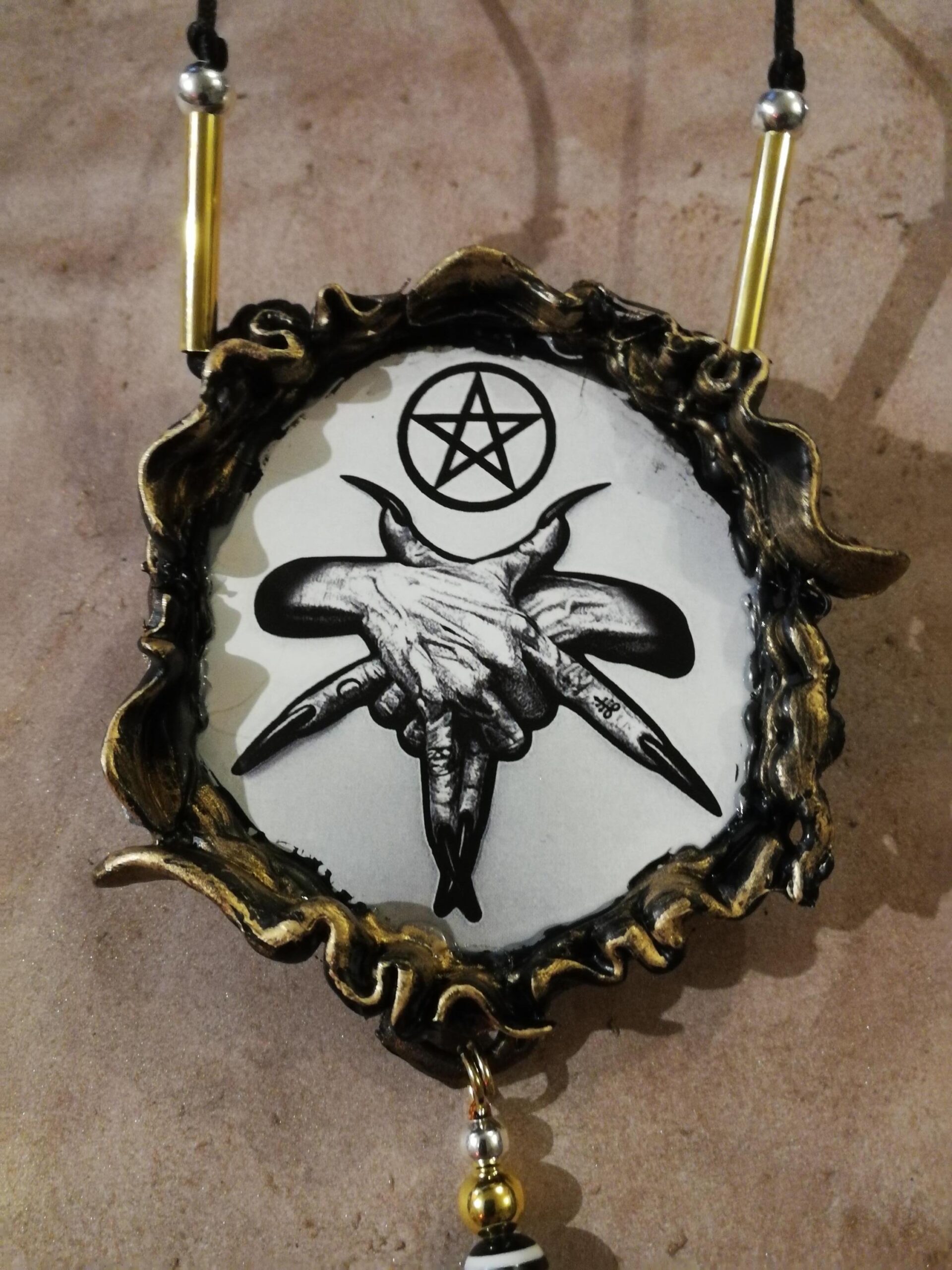 Hecate Goddess, Gothic Amulet Dark Magic Talisman Witchcraft Pendant, Witch Jewelry Symbol Inverted Pentagram
