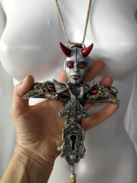 Satanic Necklace, Antichrist Inverted Cross, Baphomet Devil Horn Occult Symbol Sigil of Lucifer Satan