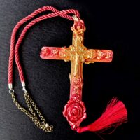 Rosicrucian Cross Necklace, Key Magic Talisman Witchcraft Symbols, Shamanic Pendant Shaman Amulet Wooden Crux