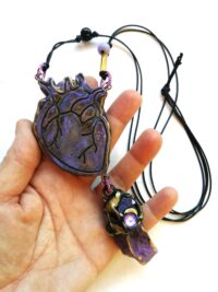 Saint Germain, Purple Heart Pendant, Purple Flame Immortality Stone, Witch Goth Jewelry, Gothic Amulet Necklace Talisman