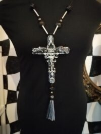 Gothic Cross, Medieval Crux Templar Symbols, Rosicrucian Seal Goth Amulet, Alchemy Witch Witchcraft Pendant