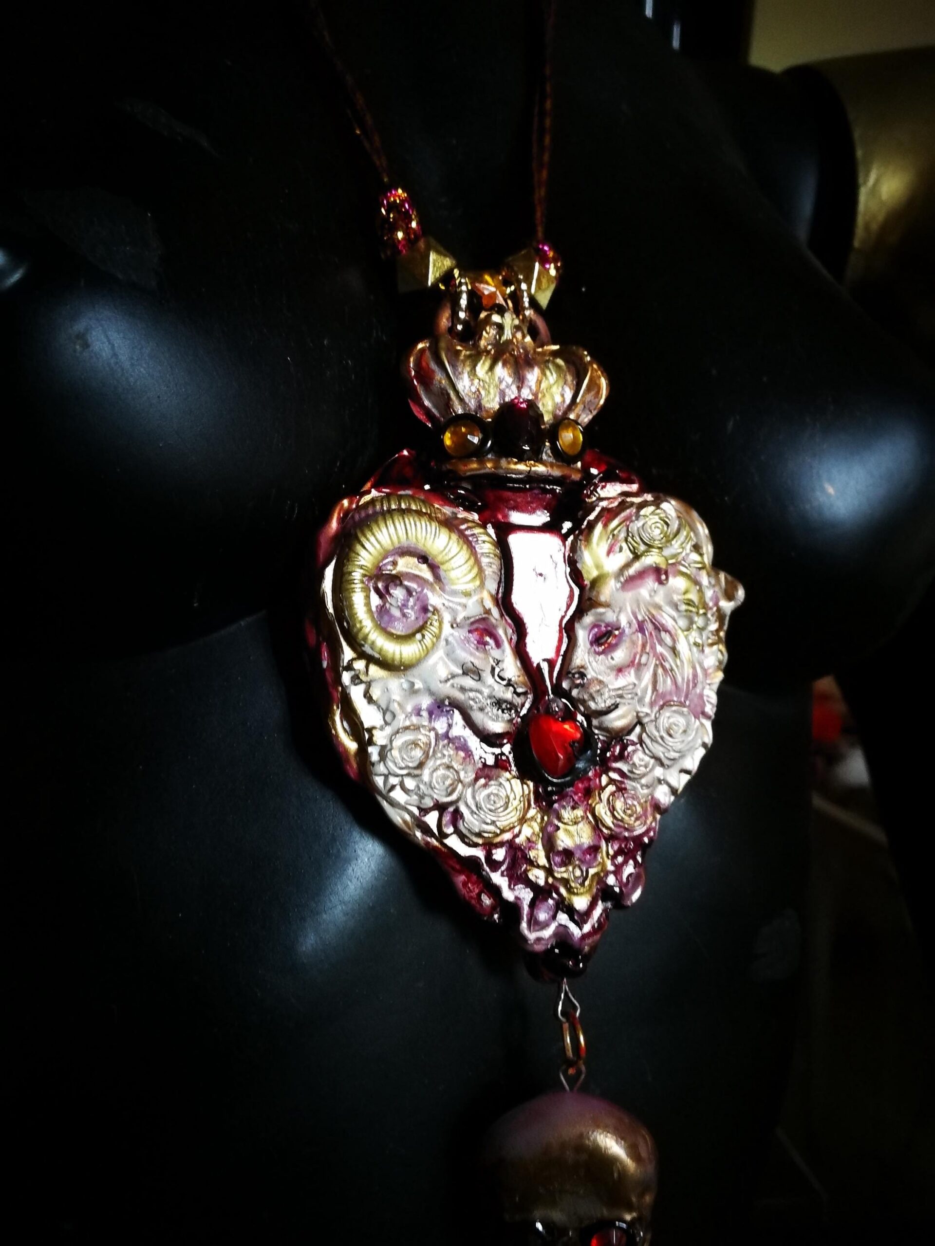 Midas Touch Amulet, Golden Wealth Spirit Vessel Royal Talisman, Lion Goat & Skull Occult Jewelry