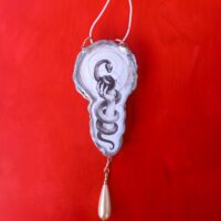 Evil Eye Amulet, Snake & Apple Talisman Totem, Spiritual Occult Jewelry Wealth Protection Good Luck
