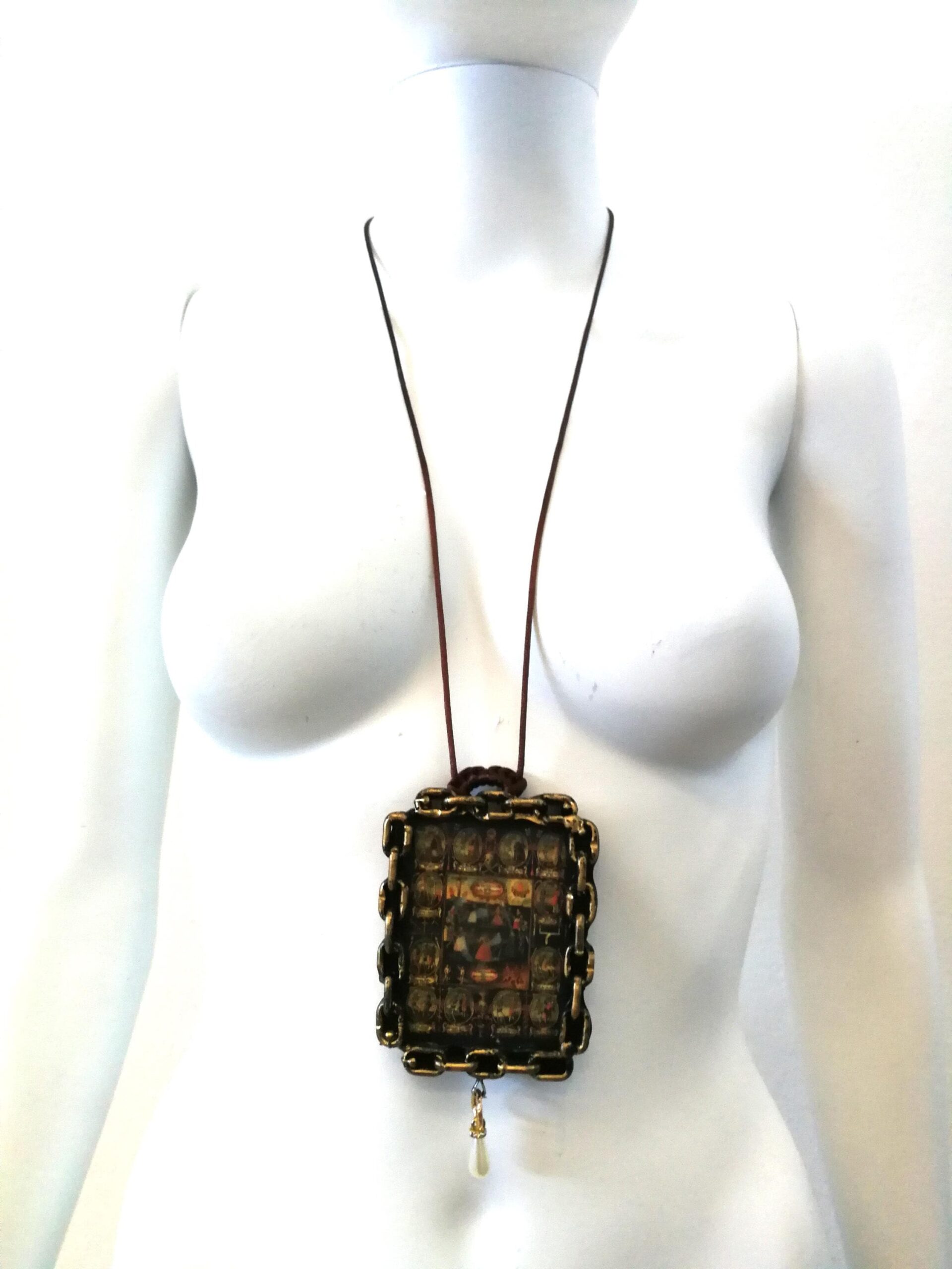 La Santa Muerte, Macabre Dance Immortality Talisman Necklace, Witch Jewelry Skull Amulet Angel of Dead Witchcraft Voodoo