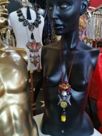 Fallen Angel, Urn Amulet Skull Skeleton, Djinn Talisman Alchemy Symbol, Devil Horn Pendant Necklace