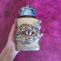 Dragon Eye, Green Apothecary Jar Magic Potion Bottles, Glasses for Witch Witchcraft Wiccan Pagan, Altar, Spell Mason Jar