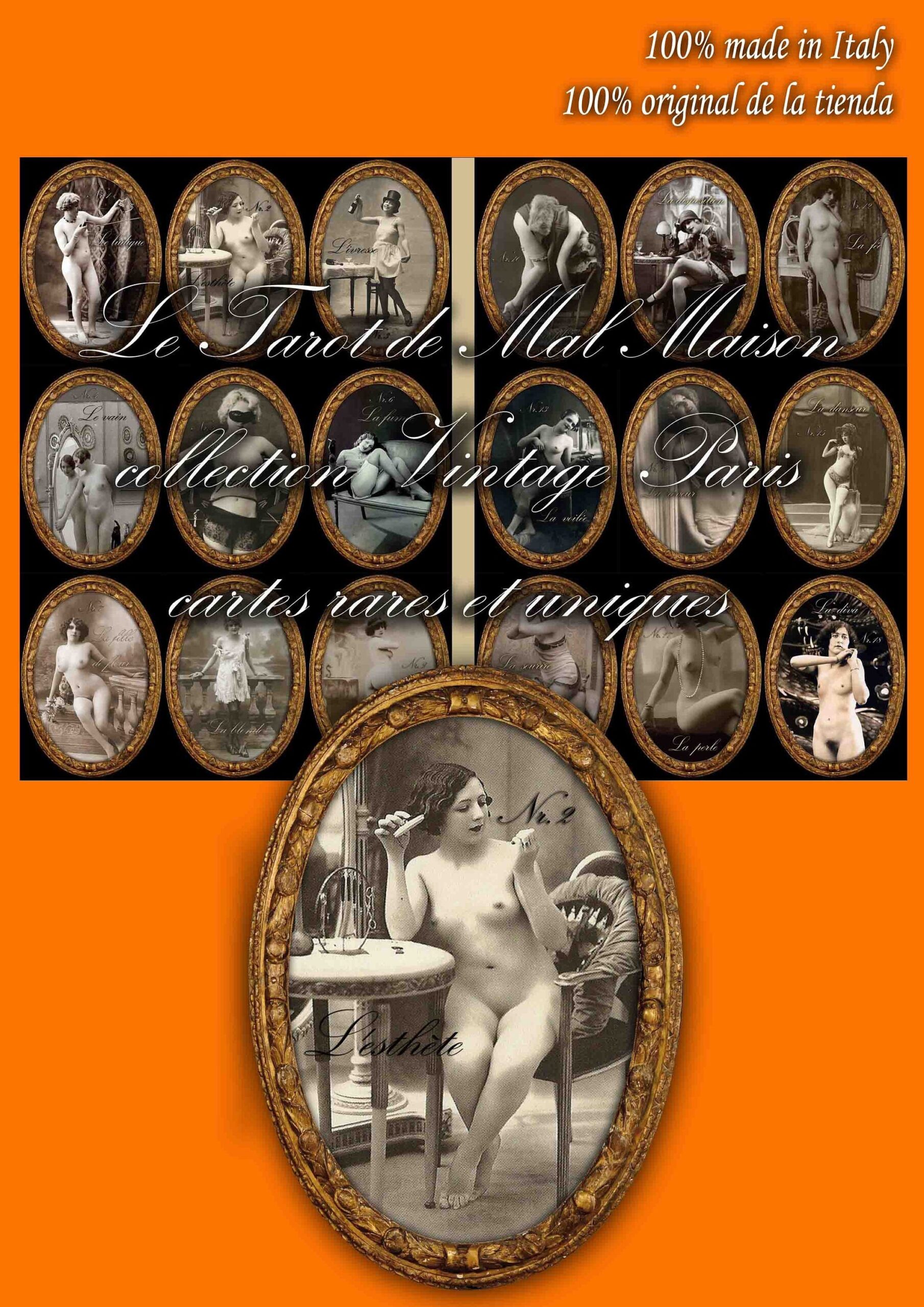 Erotic Tarot Cards, Vintage Oracle Sexy Image, Maison Bordell Nude Woman, Naked Body Photo