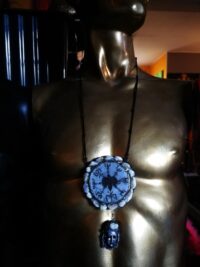 Spiritual Shaman Drum Necklace - Amulet Pendant of Insight, Talisman Shamanic Traditions Dreamcatcher Aragonite Raw Stones