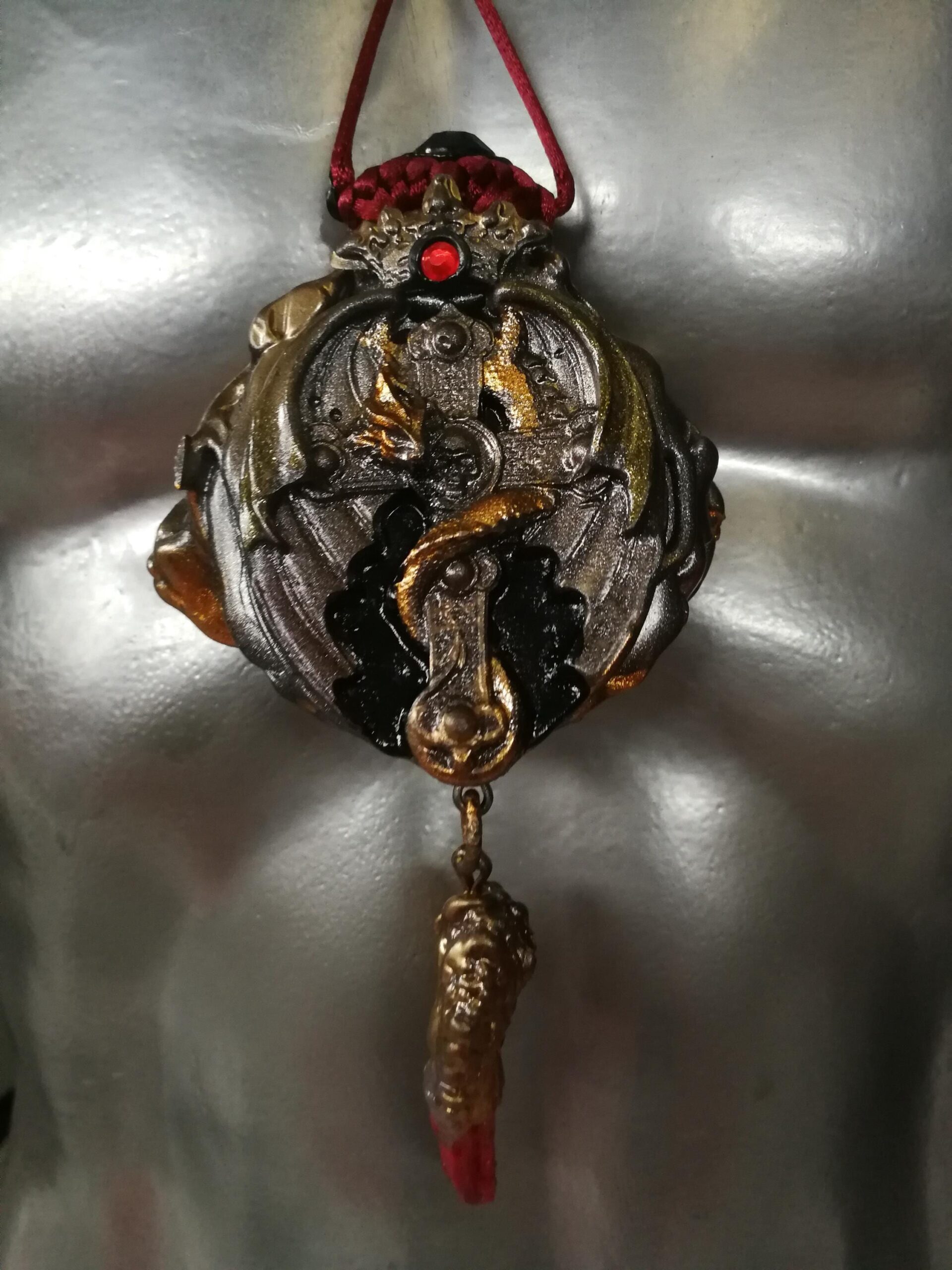 Dragon Necklace, Templar Amulet Symbols, Crown Magic Eye Stone Talisman, Gothic Pendant Sword Snake