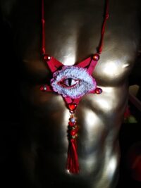 Occult Pendant of Demon Power, Baneful Magick Protection Amulet & Demonic Portal Dragon Eye Inverted Pentagram