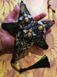 Inverted Pentagram Star, Dark Bee Pendant, Satanic Symbol Magic Talisman, Good Luck Pentacle Amulet