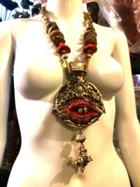Vampire Jewelry, Bat Skull & Devil Eye Gothic Necklace, Dragon Crown Magic Talisman Amulet Pendant
