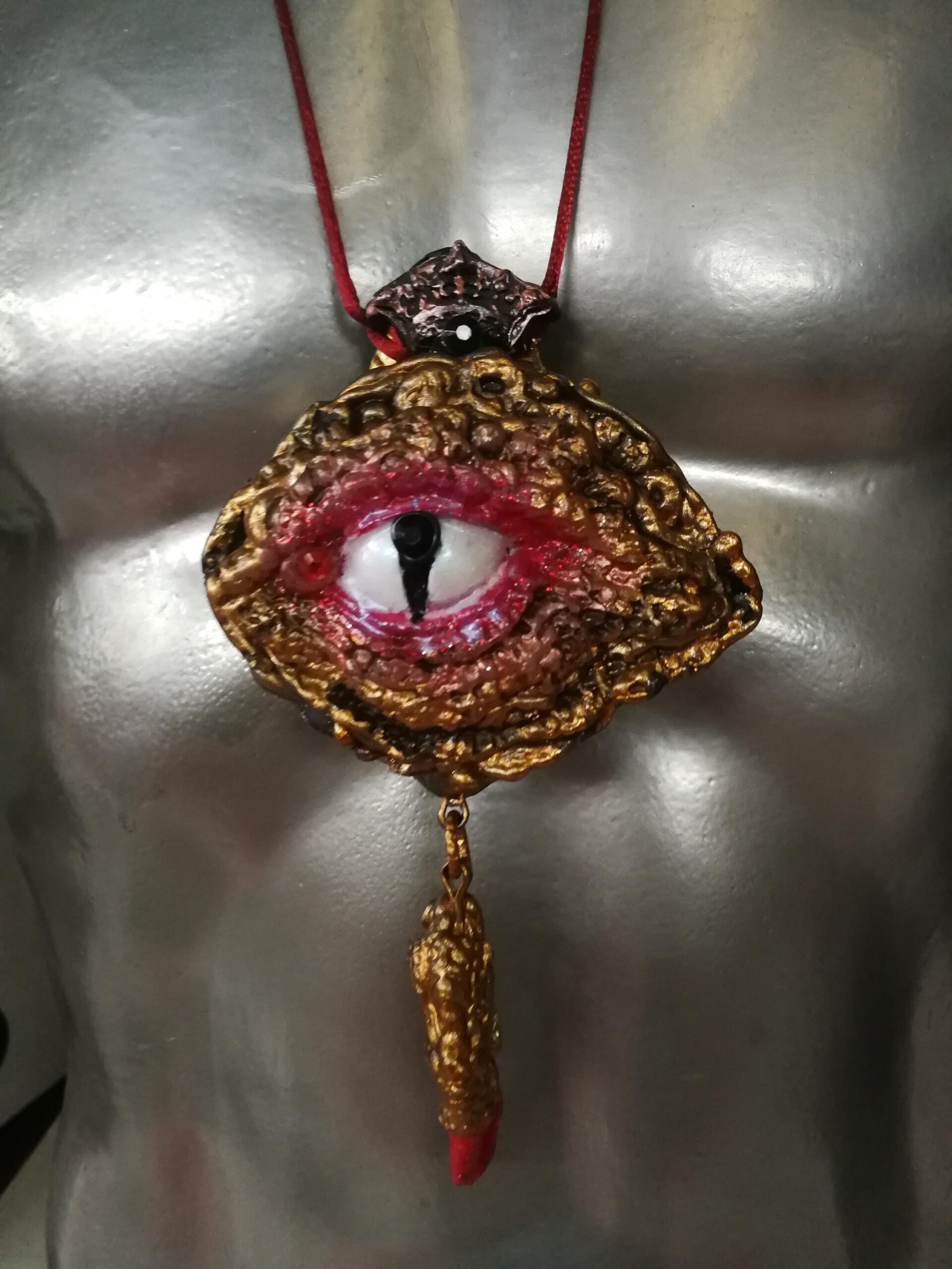 Dragon Necklace, Templar Amulet Symbols, Crown Magic Eye Stone Talisman, Gothic Pendant Sword Snake