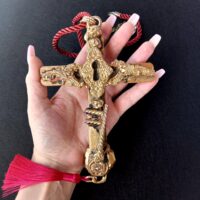Rosicrucian Cross Necklace, Key Magic Talisman Witchcraft Symbols, Shamanic Pendant Shaman Amulet Wooden Crux