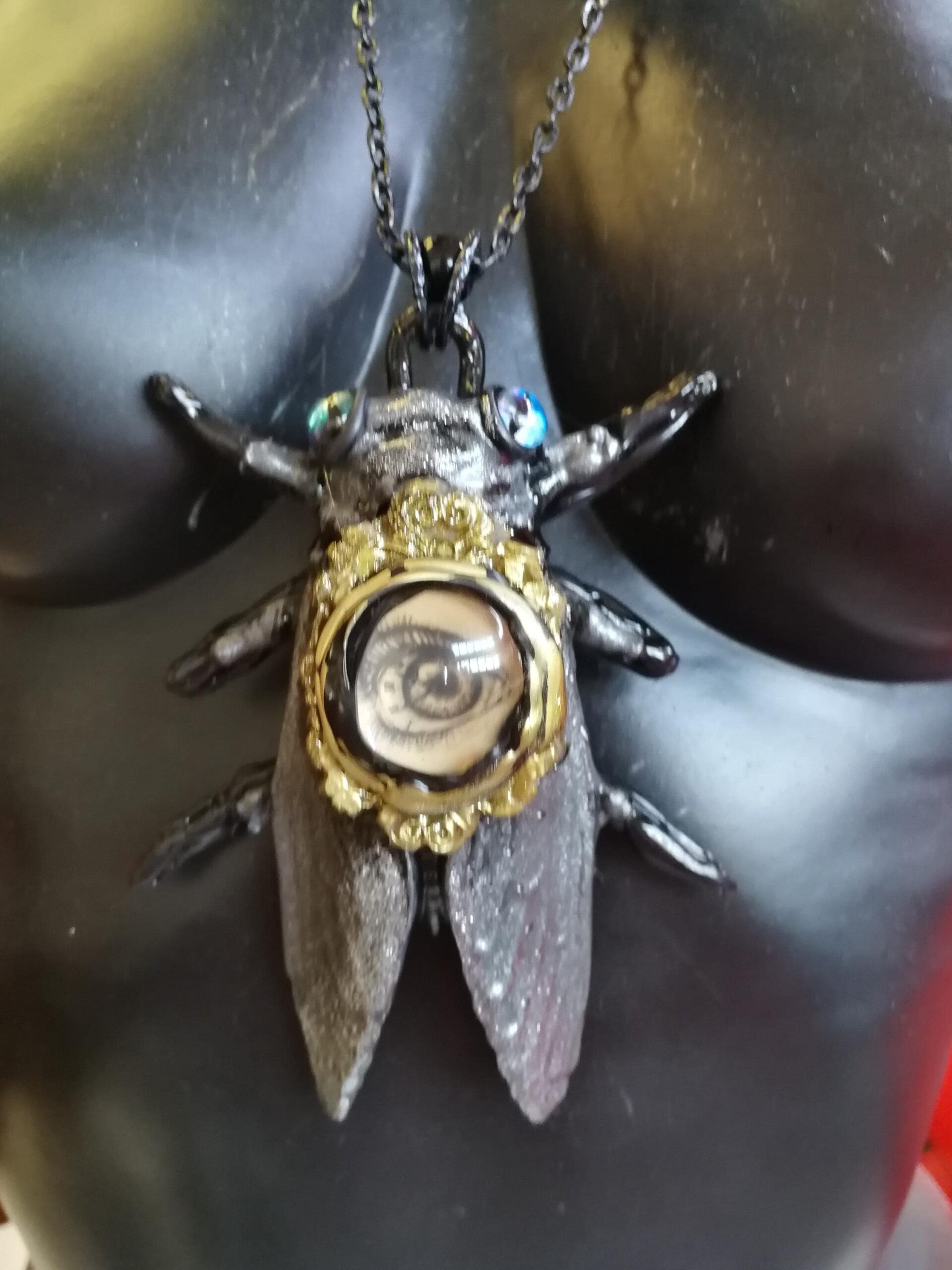 Cicada Life Cycle Amulet, Insect Bug Spirit Vessel, Haunted Magicicada Talisman Pendant Magic Eye