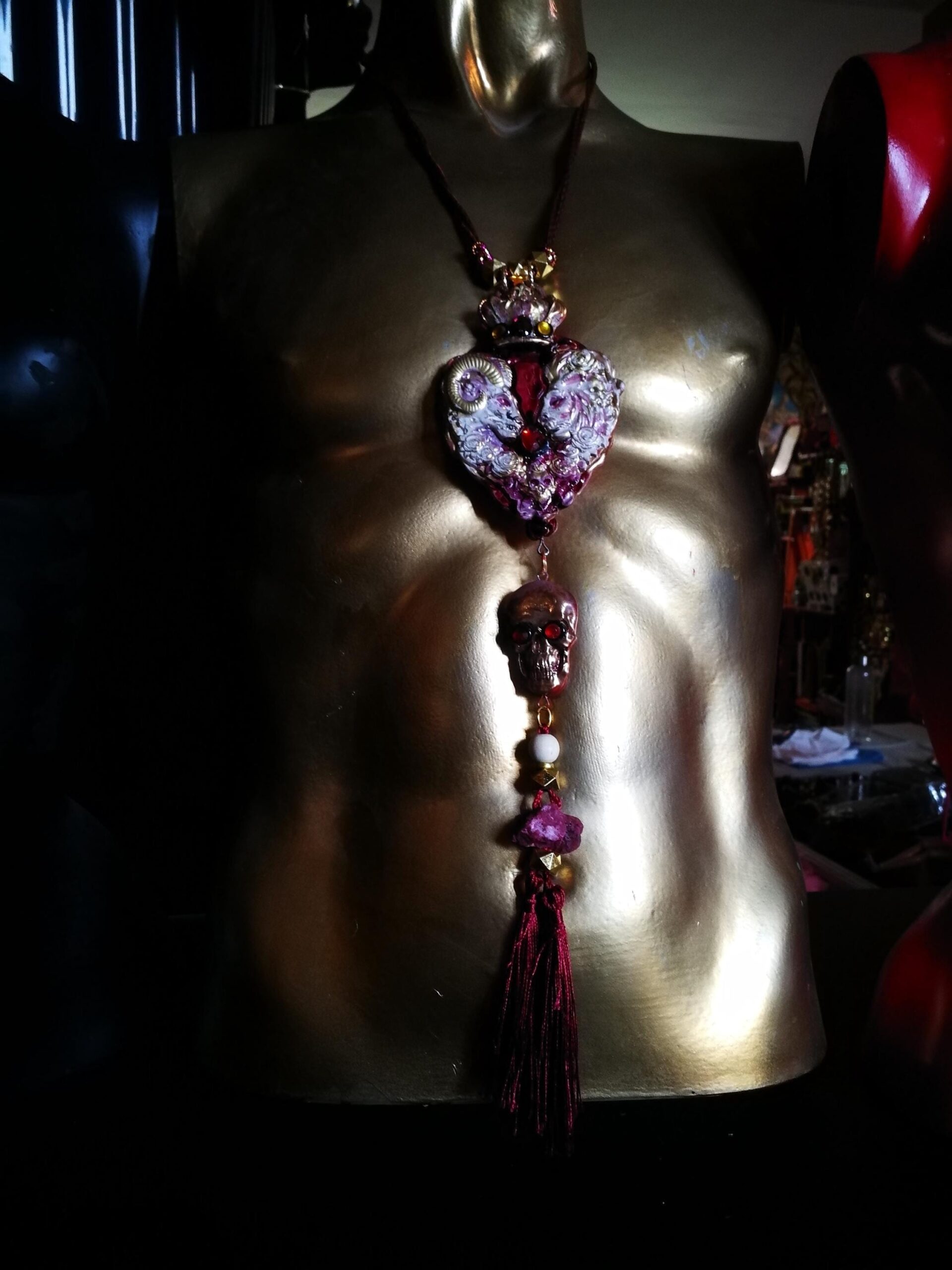 Midas Touch Amulet, Golden Wealth Spirit Vessel Royal Talisman, Lion Goat & Skull Occult Jewelry
