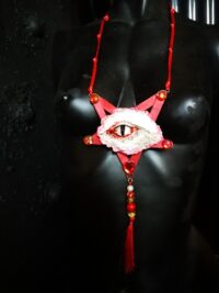 Occult Pendant of Demon Power, Baneful Magick Protection Amulet & Demonic Portal Dragon Eye Inverted Pentagram