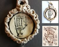 Alchemical Amulet, Alchemy Symbols Palmistry Hand, Sacred Geometry Spiritual Pendant Magical Power & Protective Talisman