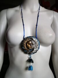 Spell Bottle Talisman Necklace for Fortune and Success, Sun & Moon Amulet Pendant Abundance Prosperity