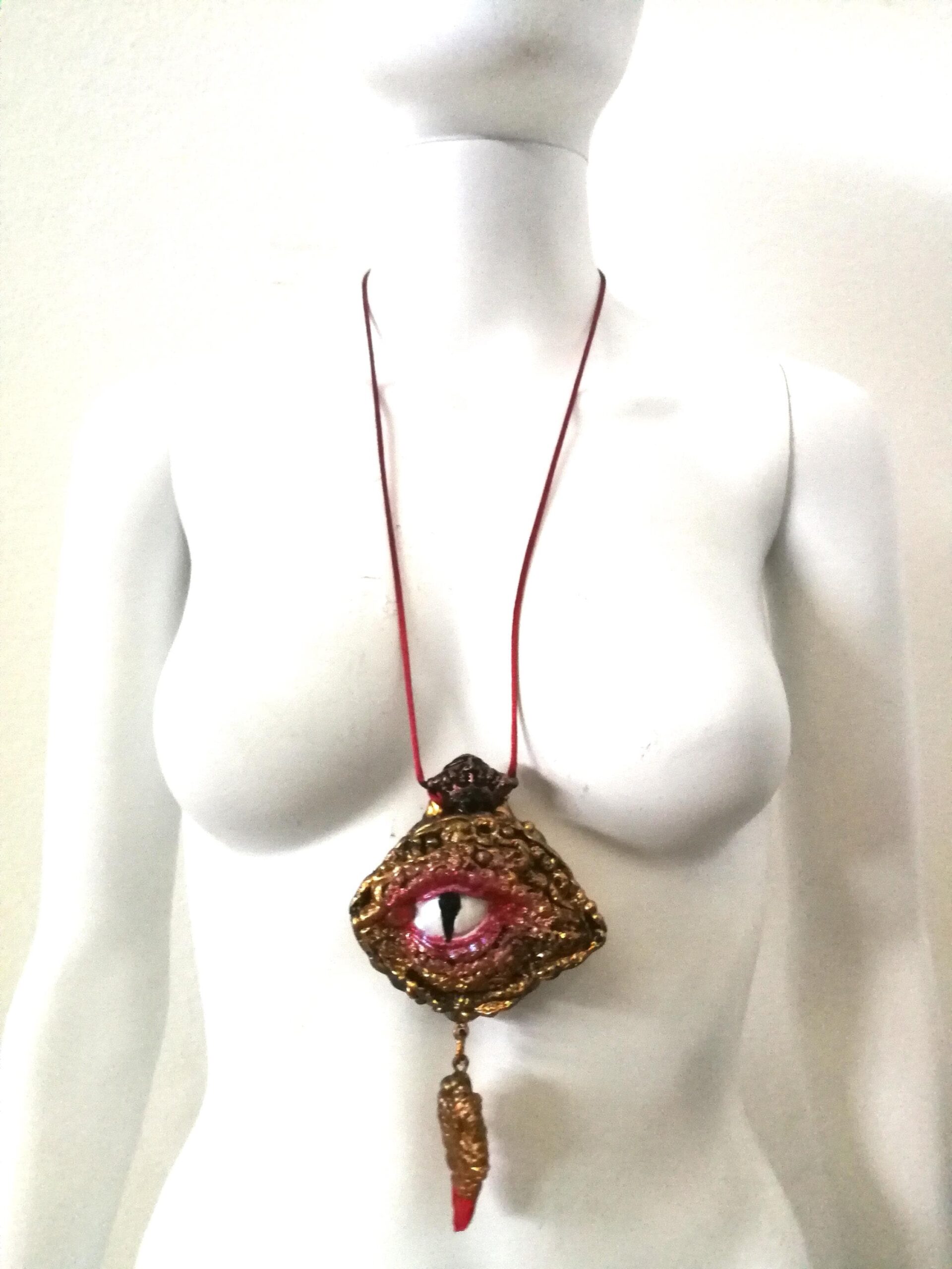 Dragon Necklace, Templar Amulet Symbols, Crown Magic Eye Stone Talisman, Gothic Pendant Sword Snake