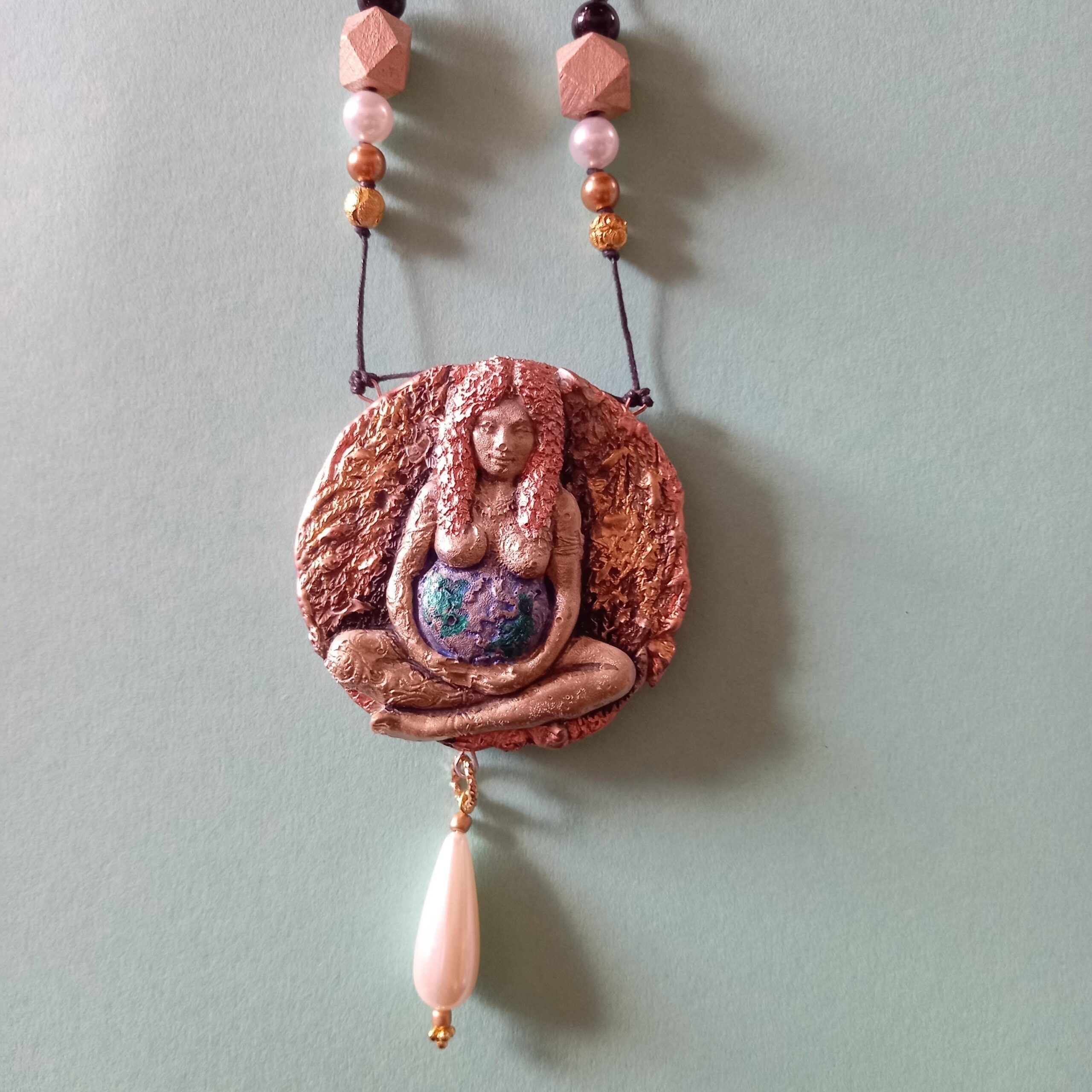 Mother Earth, Woman Protection Amulet, Goddess Gaia Talisman, Ouroboros Snake Wealth Richness Money Attraction Jewelry