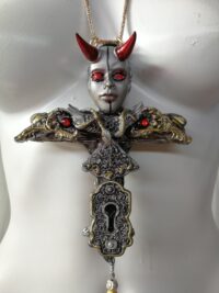 Satanic Necklace, Antichrist Inverted Cross, Baphomet Devil Horn Occult Symbol Sigil of Lucifer Satan