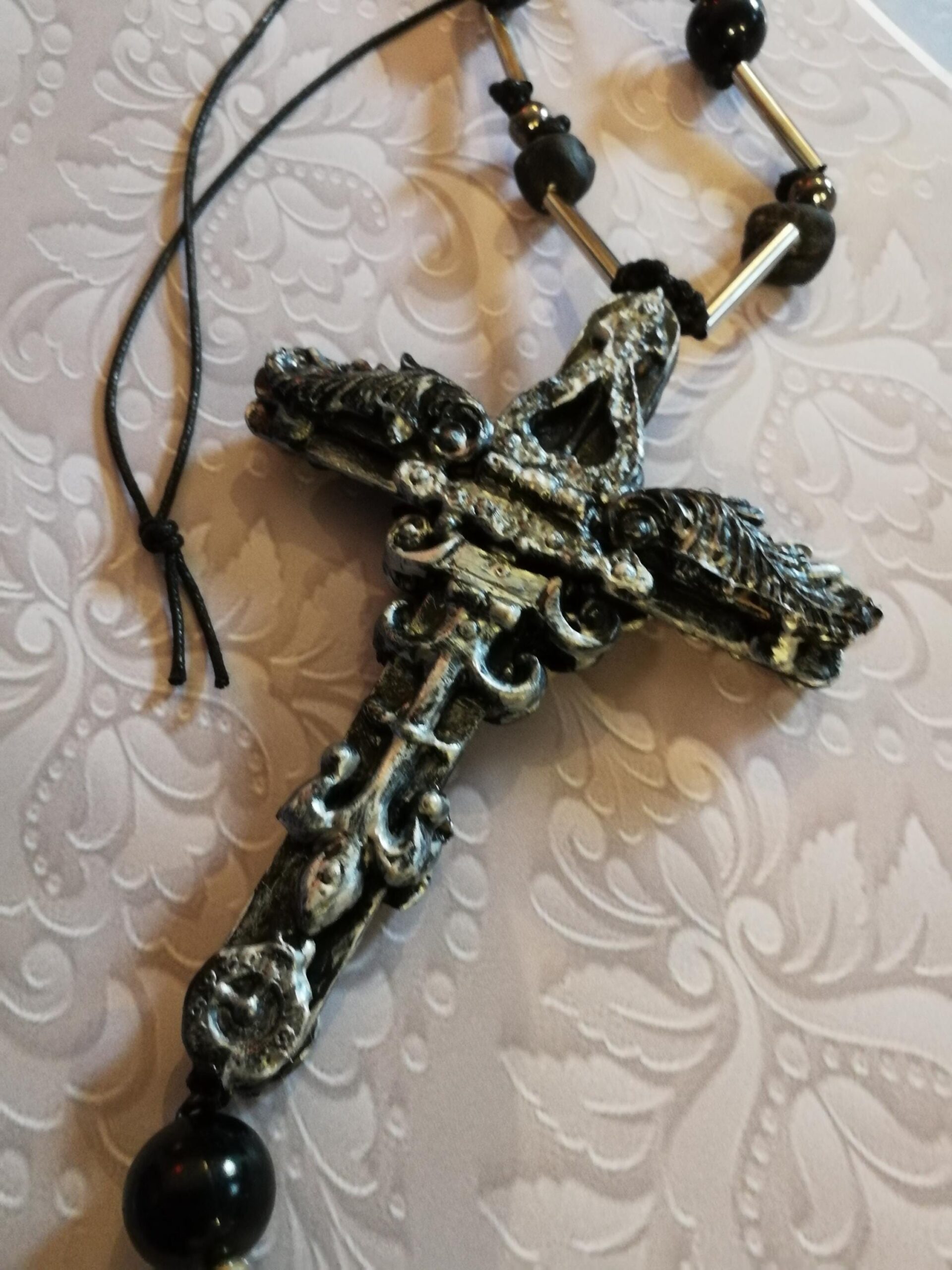 Gothic Cross, Medieval Crux Templar Symbols, Rosicrucian Seal Goth Amulet, Alchemy Witch Witchcraft Pendant