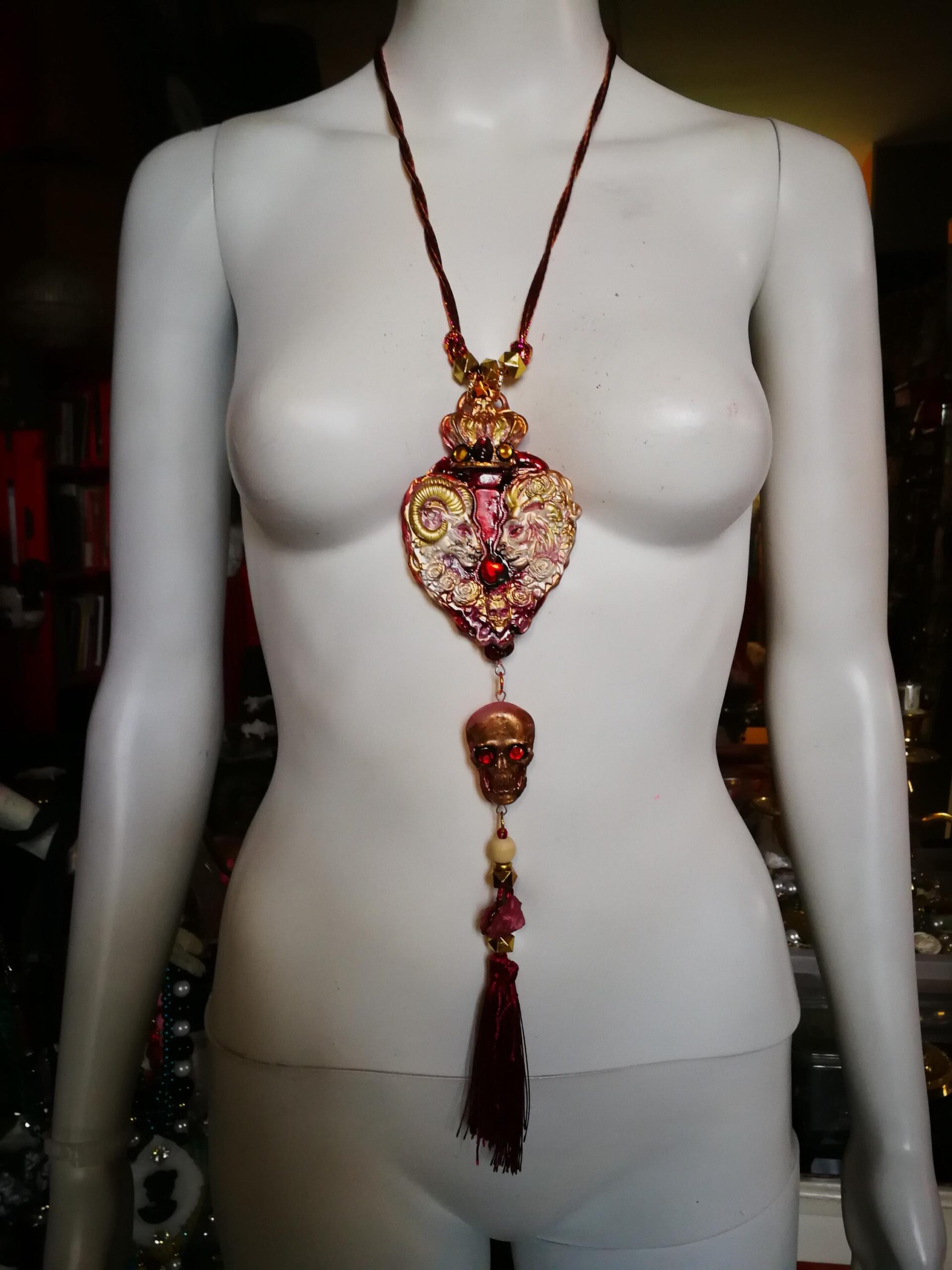 Midas Touch Amulet, Golden Wealth Spirit Vessel Royal Talisman, Lion Goat & Skull Occult Jewelry