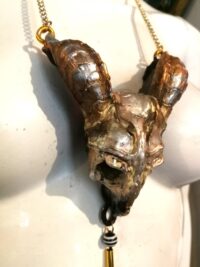 Goat Skull, Zodiac Symbol Capricorn Sign, Animal Gothic Necklace, Esoteric Occult Jewelry Pendant Charm