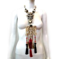 La Santa Muerte Pendant, Macabre Magic Talisman Necklace, Spooky Witch Goth Jewelry Skull Skeleton