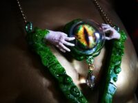 Elohim Necklace YHWH Yahweh Pendant, Yahuah Hebrew Jewish Symbol, Magic Talisman Amulet Dragon Eye