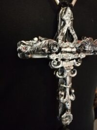 Gothic Cross, Medieval Crux Templar Symbols, Rosicrucian Seal Goth Amulet, Alchemy Witch Witchcraft Pendant