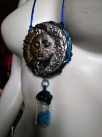 Spell Bottle Talisman Necklace for Fortune and Success, Sun & Moon Amulet Pendant Abundance Prosperity