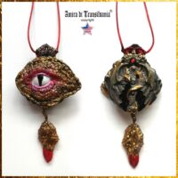 Dragon Necklace, Templar Amulet Symbols, Crown Magic Eye Stone Talisman, Gothic Pendant Sword Snake