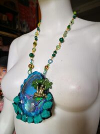 Orgonite Paradise, Celestine Pendant Magick Amulet Chakra Healing Stone Talisman Holographic Energy Magic Portal